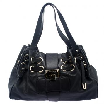 Pre Owned Jimmy Choo Black Leather Riki Tote