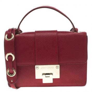 Pre Owned Jimmy Choo Red Leather Rebel Crossbody Bag