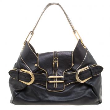 Pre Owned Jimmy Choo Black Leather Tulita Bag