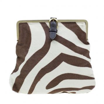 Pre Owned Jimmy Choo Brown and White Pony Hair Clutch