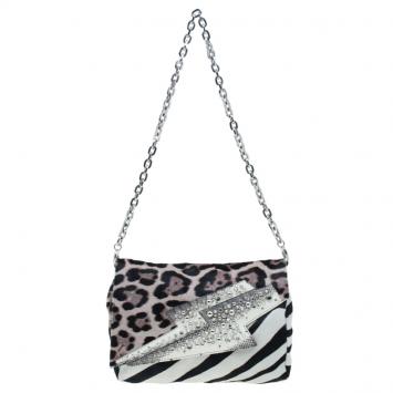Pre Owned Jimmy Choo Animal Print Pony Hair Shoulder Bag