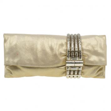 Pre Owned Jimmy Choo Metallic Gold Brushed Chandra Clutch 