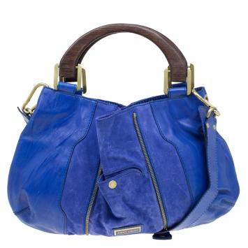 Pre Owned Jimmy Choo Purple Leather and Suede Maia Hobo