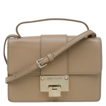 Pre Owned Jimmy Choo Beige Leather Rebel Crossbody Bag