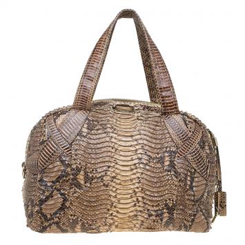 Pre Owned Jimmy Choo  Beige Python Satchel