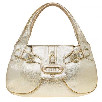 Pre Owned Jimmy Choo Gold Leather Tulita Hobo