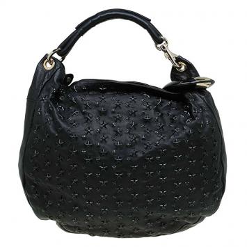 Pre Owned Jimmy Choo Black Leather Star Studded Sky Hobo