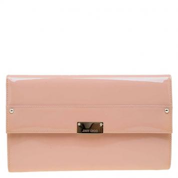 مملوكة مسبقًا Jimmy Choo Blush Pink Patent Leather Reese Wallet Clutch