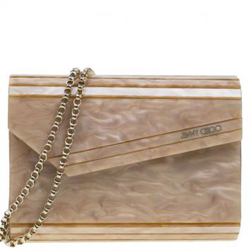 Pre Owned Jimmy Choo Brown Acrylic Candy Clutch Bag
