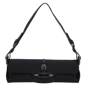 Pre Owned Jimmy Choo Black Satin Crystal Tulita Clutch