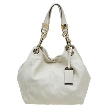 Pre Owned Jimmy Choo Ivory Leather Lohla Jayne Tote