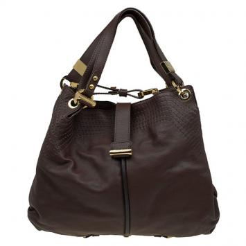 Pre Owned Jimmy Choo Brown Leather Alex Hobo