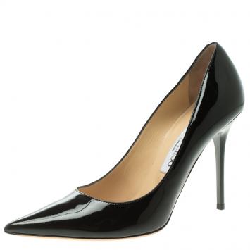 Pre Owned Jimmy Choo Black Patent Leather Anouk Pointed Toe Pumps Size 38