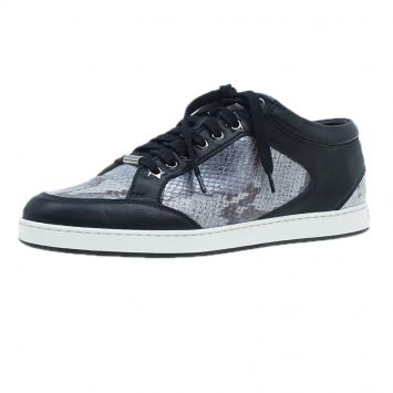 Pre Owned Jimmy Choo Two Tone Snake Print Miami Sneakers Size 39