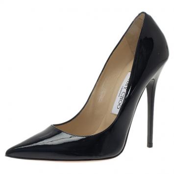 Pre Owned Jimmy Choo Black Patent Anouk Pointed Toe Pumps Size 36.5