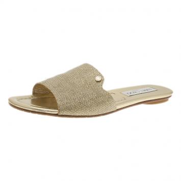 مملوكة مسبقًا Jimmy Choo Gold Glitter Nanda Slides Size 37.5