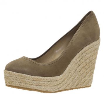 Pre Owned Jimmy Choo Military Green Suede and Cork Pacita Wedges Size 39