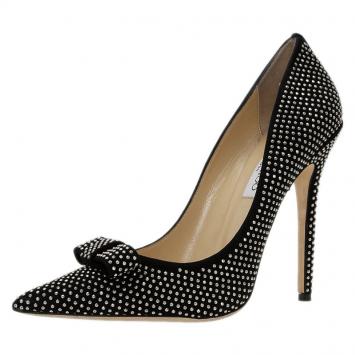 Pre Owned Jimmy Choo Black Studded Suede Maya Pointed Toe Pumps Size 40