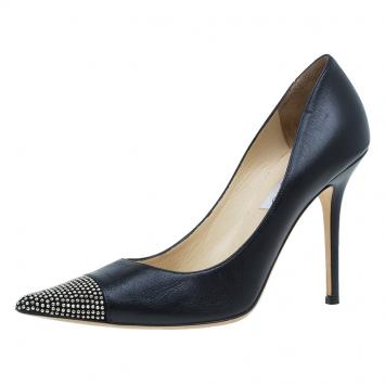 Pre Owned Jimmy Choo Black Studded Leather Amika Pumps Size 40