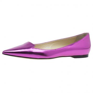 Pre Owned Jimmy Choo Metallic Pink Leather Attila Ballet Flats Size 36