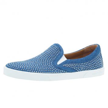 Pre Owned Jimmy Choo Blue Denim Micro Studded Demi Slip-On Sneakers Size 36