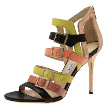 Pre Owned Jimmy Choo Multicolor Leather Bronx Sandals Size 40 