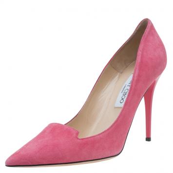 Pre Owned Jimmy Choo Pink  Suede Avril Pointed Toe Pumps Size 41