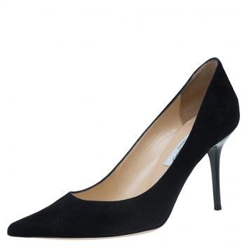 Pre Owned Jimmy Choo Black Suede Agnes Pumps Size 38
