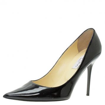 Pre Owned Jimmy Choo Black Patent Agnes Pointed Toe Pumps Size 41