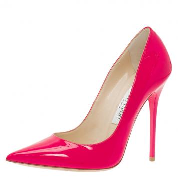 Pre Owned Jimmy Choo Pink Patent Anouk Pumps Size 37.5