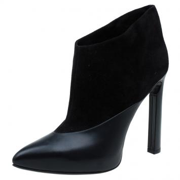 مملوكة مسبقًا Jimmy Choo Black Leather and Suede Diad Ankle Boots Size 40