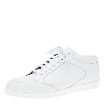 مملوكة مسبقًا Jimmy Choo White Leather Miami Sneakers Size 39