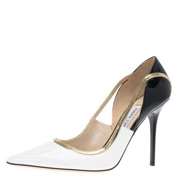 Pre Owned Jimmy Choo Tricolor Leather Viper Pointed Toe Pumps Size 39