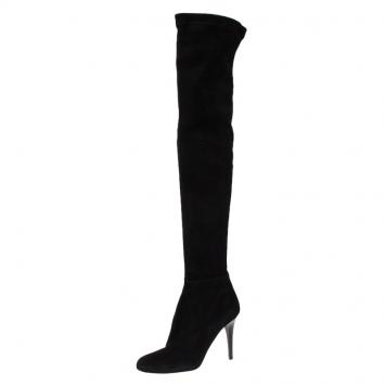 Pre Owned Jimmy Choo Black Suede Toni Over The Knee Boots Size 35.5