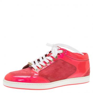 Pre Owned Jimmy Choo Pink Suede and Leather Miami Sneakers Size 38