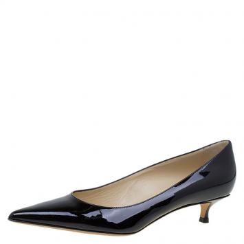Pre Owned Jimmy Choo Black Patent Leather Romy 40 Pumps Size 37.5