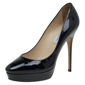 Pre Owned Jimmy Choo Patent Alex Platform Pumps Size 39
