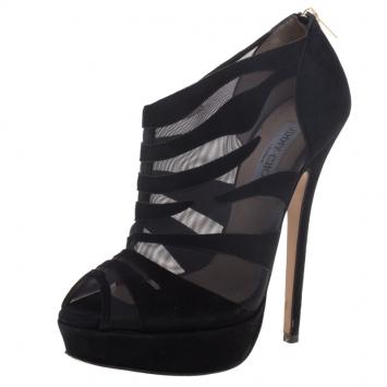 مملوكة مسبقًا Jimmy Choo Black Nylon and Suede Kerfield Ankle Booties Size 39