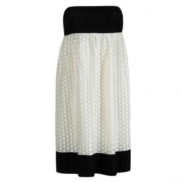 Pre Owned Joseph Monochrome Strapless Lace Alicia Dress M