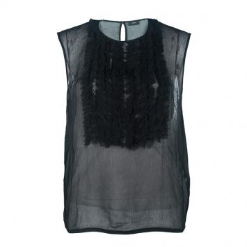 Pre Owned Joseph Black Angel Crinkled Georgette Sleeveless Top L