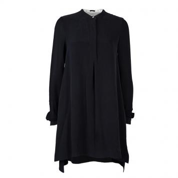 Pre Owned Joseph Black Matte Silk Sheer Sleeve Tunic Dress S