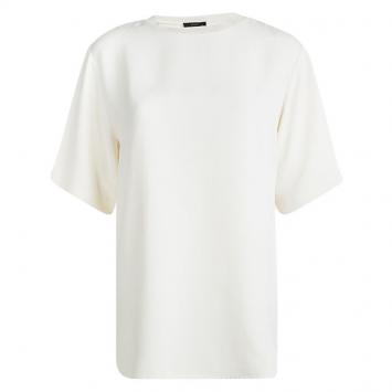 Pre Owned Joseph Cream Matt Silk Crewneck Short Sleeve Oversized Top S