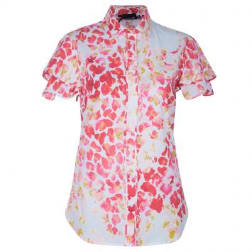 Pre Owned Just Cavalli Red & Yellow Floral Button Down Cotton Shirt M