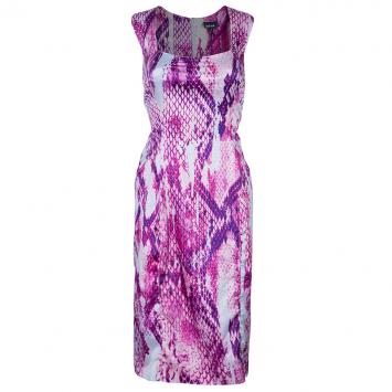 Pre Owned Just Cavalli Purple Snake Print Silk Dress L