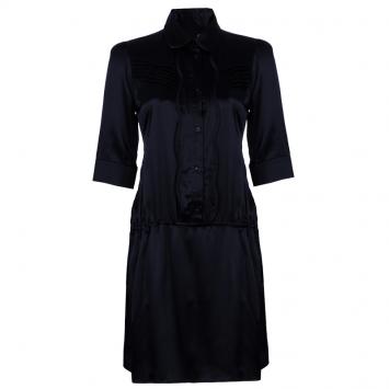 Pre Owned Just Cavalli Black Tie Waist Silk Dress M