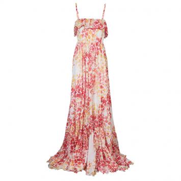 Pre Owned Just Cavalli Red & Yellow Floral Cotton Maxi Dress M