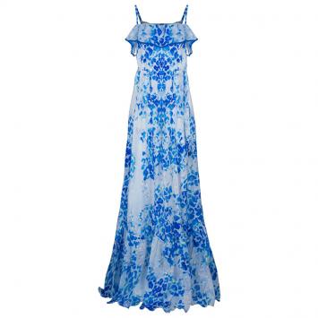 Pre Owned Just Cavalli Blue Floral Cotton Maxi Dress M