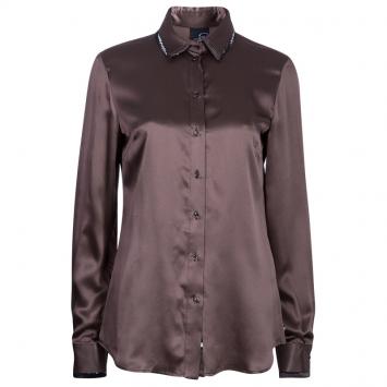 Pre Owned Just Cavalli Brown Satin Snake Print Blouse M