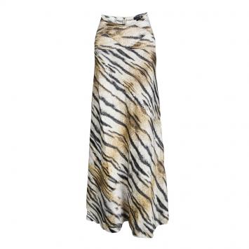 Pre Owned Just Cavalli Tiger Printed Satin Flared Godet Maxi Skirt L