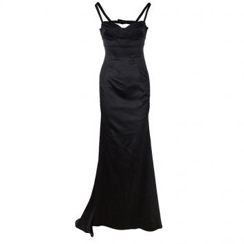 Pre Owned Just Cavalli Black Satin Corset Dress M